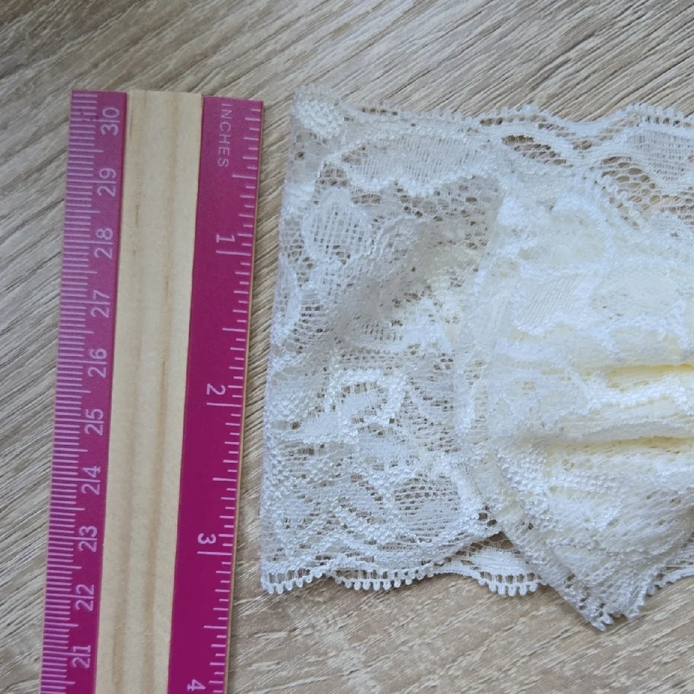 Baby Girl Ivory Lace Stretch Bow Headband Floral Toddler Hair Band Accessory